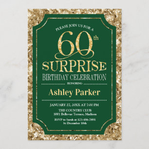 Invitation Surprise 60e fête d'anniversaire - Gold Green
