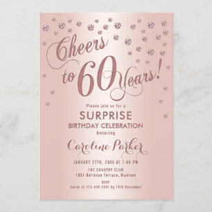 Invitation Surprise 60e fête d'anniversaire - Rose Gold