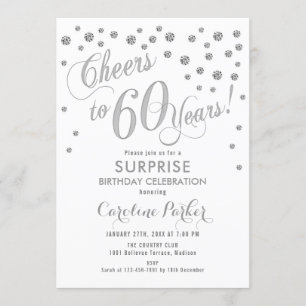 Invitation Surprise 60e fête d'anniversaire - Silver White