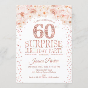 Invitation Surprise 60e fête d'anniversaire - White Rose Gold