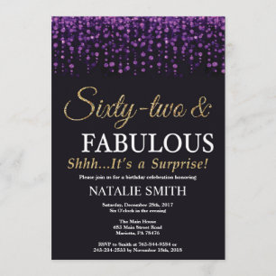 Invitation Surprise 62e anniversaire Parties scintillant viol