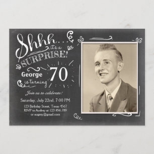 Invitation surprise 70 Chalkboard Rustic