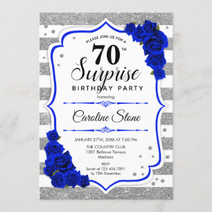 Invitation Surprise 70e anniversaire - Argent Blanc Royal Blu