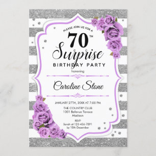 Invitation Surprise 70e anniversaire - Argent blanc violet
