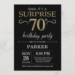 Invitation surprise 70e anniversaire Black and Gol