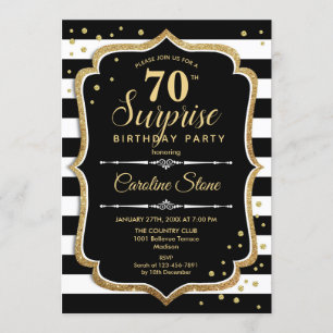 Invitation Surprise 70e anniversaire - Black White Gold