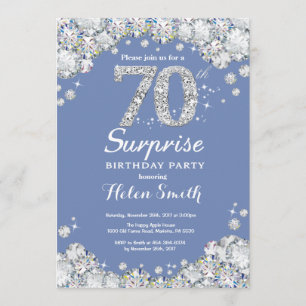 Invitation Surprise 70e anniversaire Blue Silver Diamond