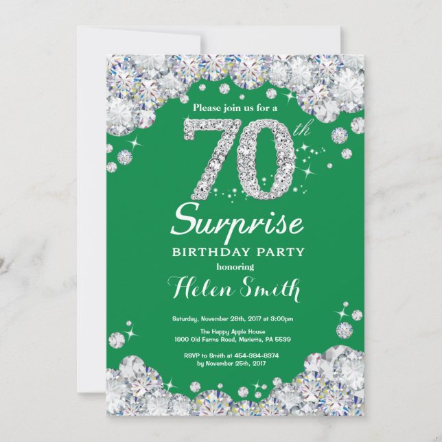 Invitation Surprise 70e anniversaire Diamant vert et argent (Devant)