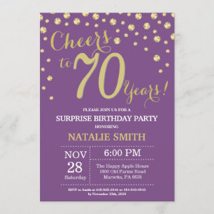Invitation Surprise 70e anniversaire Diamant violet et or