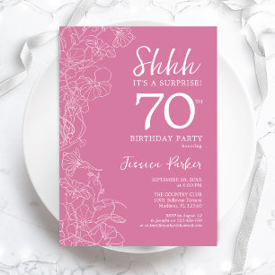 Invitation Surprise 70e anniversaire - Floral Pink