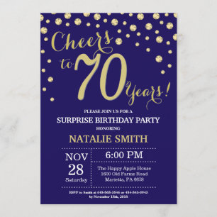 Invitation Surprise 70e anniversaire Marine Bleu et Diamant O