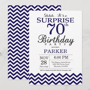 Invitation Surprise 70e anniversaire Marine Blue Chevron