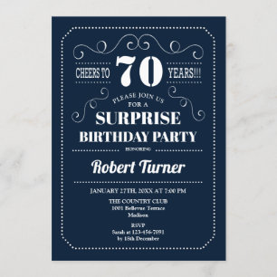 Invitation Surprise 70e anniversaire - Navy Blue