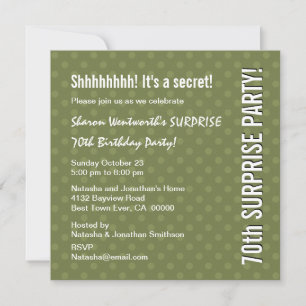 Invitation SURPRISE 70e anniversaire Olive Green Pois Y324