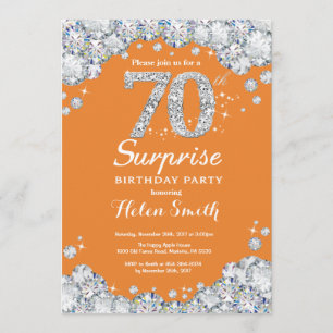 Invitation Surprise 70e anniversaire Orange and Silver Diamon