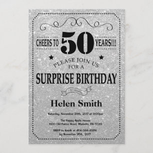 Invitation Surprise 70e anniversaire Parties scintillant noir