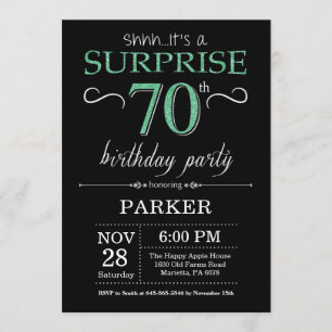 Invitation Surprise 70e anniversaire Parties scintillant noir