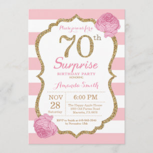 Invitation surprise 70e anniversaire Pink and Gold