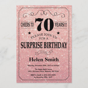 Invitation Surprise 70e anniversaire Pink Rose Parties scinti