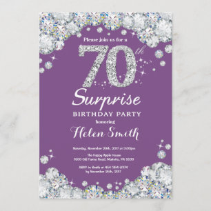 Invitation Surprise 70e anniversaire Purple et Silver Diamond