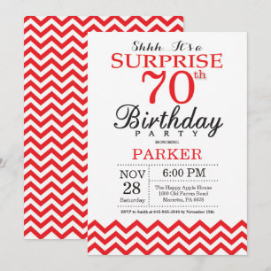 Invitation Surprise 70e anniversaire Red Chevron