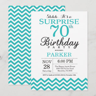 Invitation surprise 70e anniversaire Turquoise Che