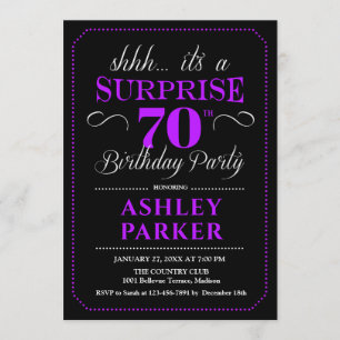 Invitation Surprise 70e fête d'anniversaire - Black Purple
