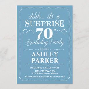 Invitation Surprise 70e fête d'anniversaire - Bleu clair Blan