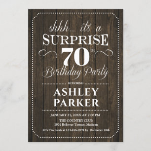 Invitation Surprise 70e fête d'anniversaire - Bois rustique