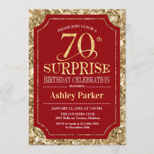 Invitation Surprise 70e fête d'anniversaire - Gold Red
