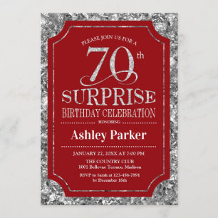 Invitation Surprise 70e fête d'anniversaire - Silver Red