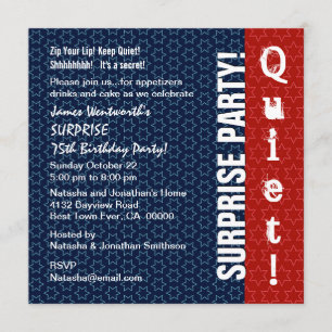 Invitation SURPRISE 75e anniversaire Star bleue blanche rouge