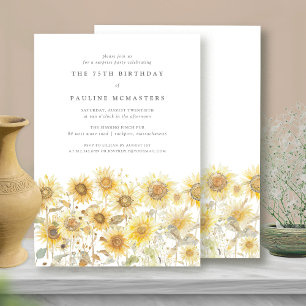 Invitation SURPRISE 75e fête d'anniversaire Boho Summer Sunfl