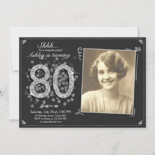 Invitation Surprise 80e anniversaire Argent Vintag
