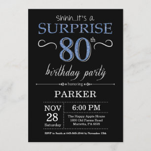 Invitation surprise 80e anniversaire Black and Blu