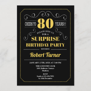 Invitation Surprise 80e anniversaire - Black Gold