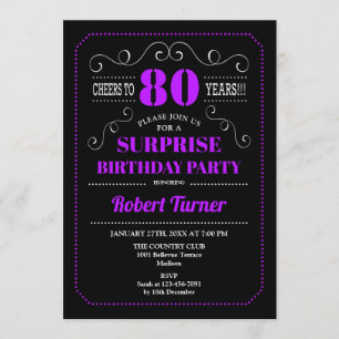 Invitation Surprise 80e anniversaire - Black Purple