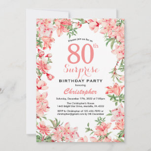 Invitation Surprise 80e anniversaire Boho rose botanique flor