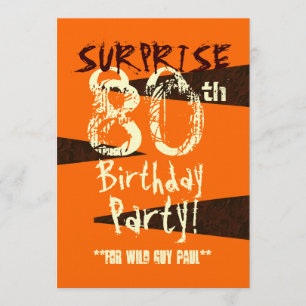 Invitation SURPRISE 80e anniversaire Brown ivoire Orange C735