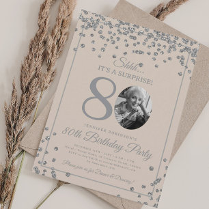 Invitation SURPRISE 80e Anniversaire Confettis Champagne Arge