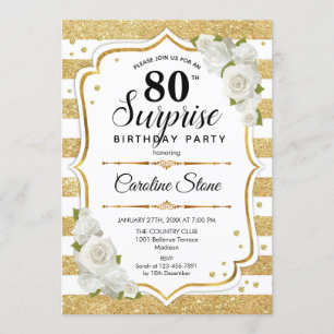 Invitation Surprise 80e anniversaire - Gold White