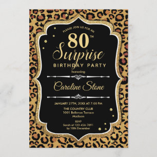 Invitation Surprise 80e anniversaire - Leopard Black Gold