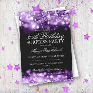 Invitation Surprise 80e anniversaire Lumières pourpres
