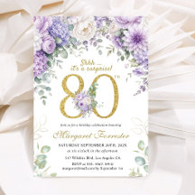 Surprise 80e Anniversaire Paillettes Dorées Fleurs