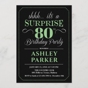 Invitation Surprise 80e fête d'anniversaire - Black Green