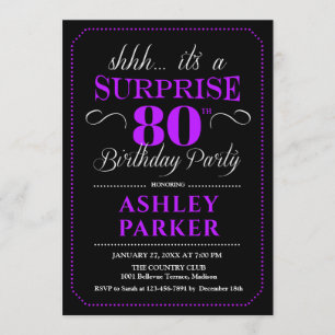 Invitation Surprise 80e fête d'anniversaire - Black Purple