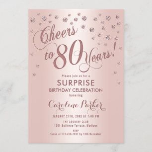 Invitation Surprise 80e fête d'anniversaire - Rose Gold