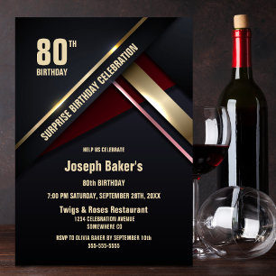 Invitation Surprise 80e Gold Type Anniversaire