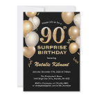 Surprise 90e anniversaire Ballons noir et or