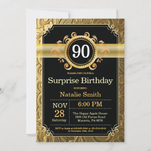 Invitation surprise 90e anniversaire Black and Gol